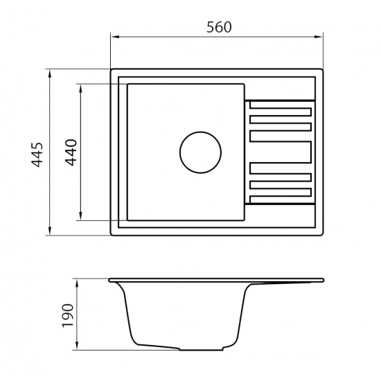Мойка для кухни GRANICOM G-007 чаша+крыло 560х445 мм, дакар