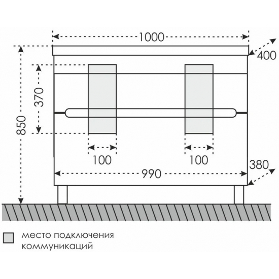 Тумба с раковиной САНТА Лондон 100/2 напольная