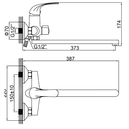 Смеситель для ванны LEDEME H35 L2235 хром