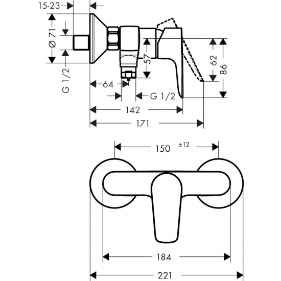 Смеситель для душа HANSGROHE Talis E 71760990 золото