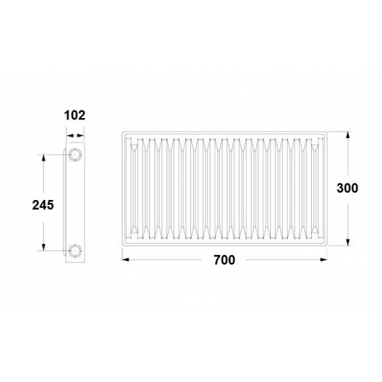 Радиатор панельный стальной BERGERR тип 22  300/700 1080 Вт