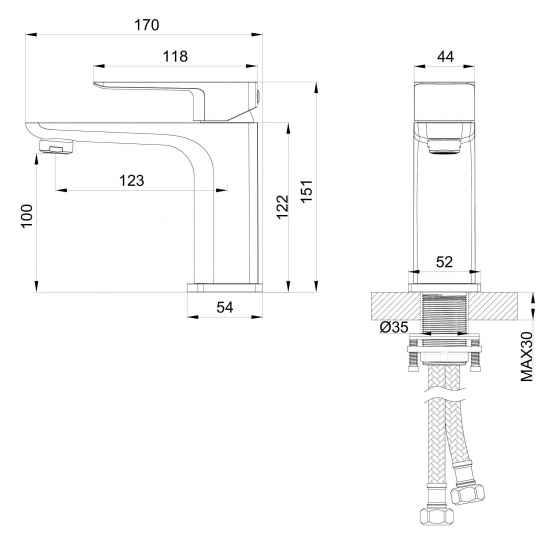 Смеситель для раковины WONZON & WOGHAND WW-88139003-BG, брашированное золото