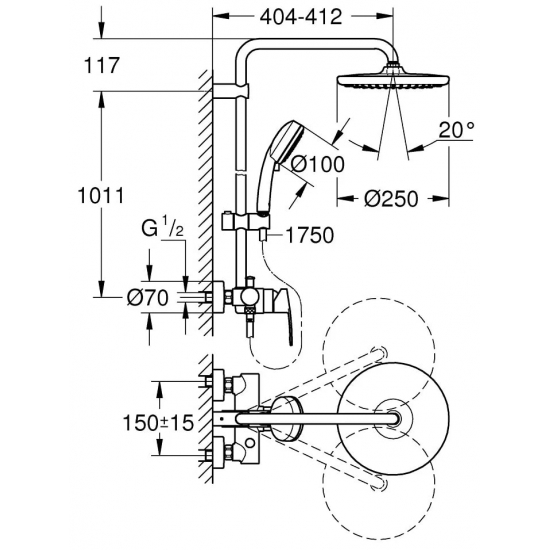 Душевая стойка GROHE Tempesta Cosmopolitan 250 26673000