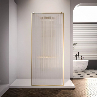 Душевая перегородка VECONI Korato KR-90GF 100x200 стекло рифлёное, профиль золотой