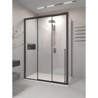 Душевой уголок VECONI Premium Prato 300 SP B-L 170x100 левый, стекло прозрачное, профиль чёрный