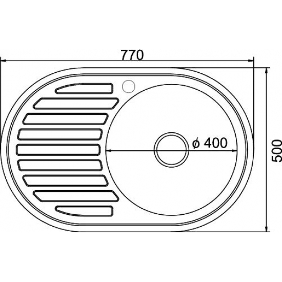 Мойка для кухни MIXLINE 770х500x0,8 мм правая, нержавеющая сталь