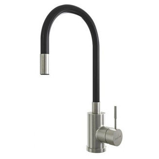 Смеситель для кухни из нержавеющей стали MIXLINE MLSS-0325, гибкий излив, чёрный