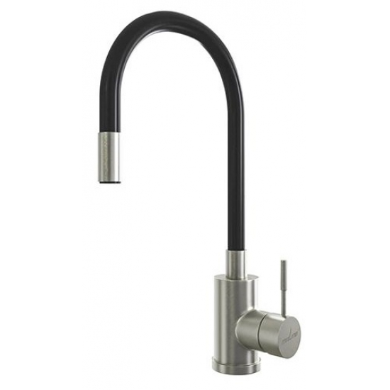Смеситель для кухни из нержавеющей стали MIXLINE MLSS-0325, гибкий излив, чёрный