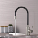 Смеситель для кухни из нержавеющей стали MIXLINE MLSS-0325, гибкий излив, чёрный