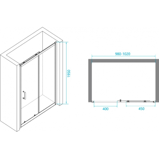 Душевая дверь в нишу RGW Passage PA-14 100x195 стекло прозрачное, профиль хром