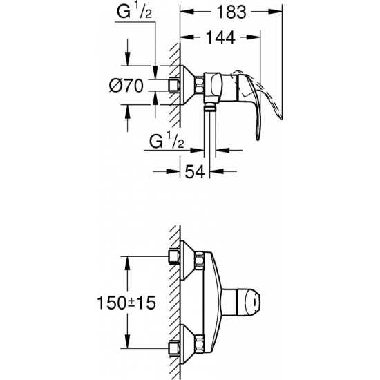 Смеситель для душа GROHE Eurosmart New 33555002 хром