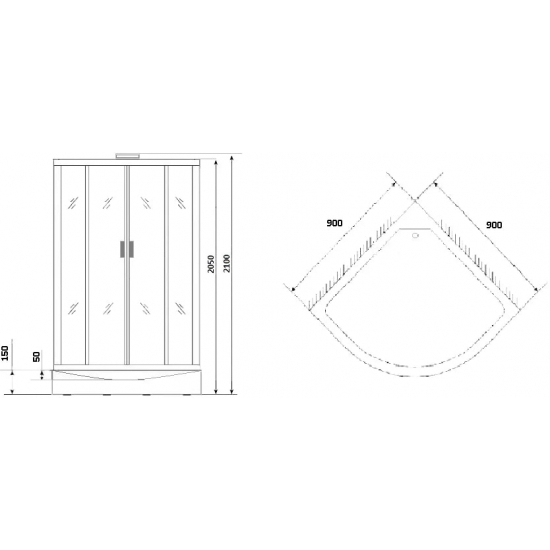 Душевая кабина NIAGARA Luxe NG-7715WBK 90x90x210 серебро, без крыши