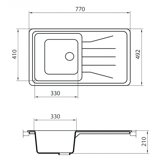 Мойка для кухни GRANICOM G-022 чаша+крыло 770х492 мм, грей