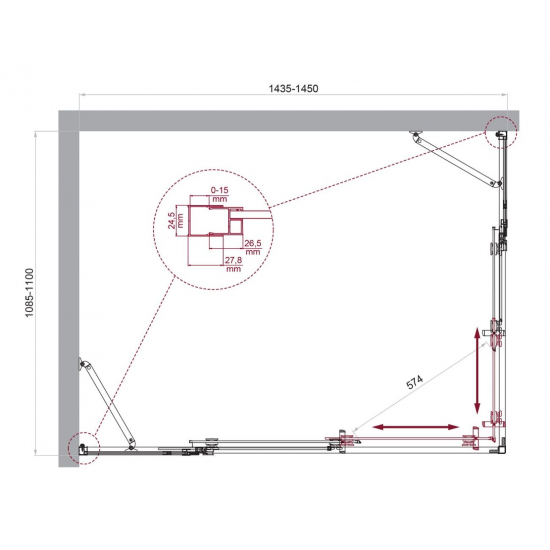 Душевой уголок BelBagno LUCE-AH-22-145/110-C-Cr стекло прозрачное, профиль хром