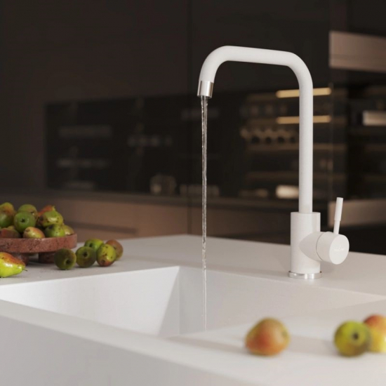 Смеситель для кухни MIXLINE ML-GS12 (341) из нержавеющей стали, молоко