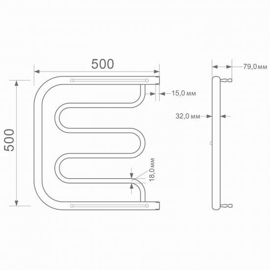 Полотенцесушитель водяной ZOX ПМ1 50х50 1'' полка Фокстрот-1