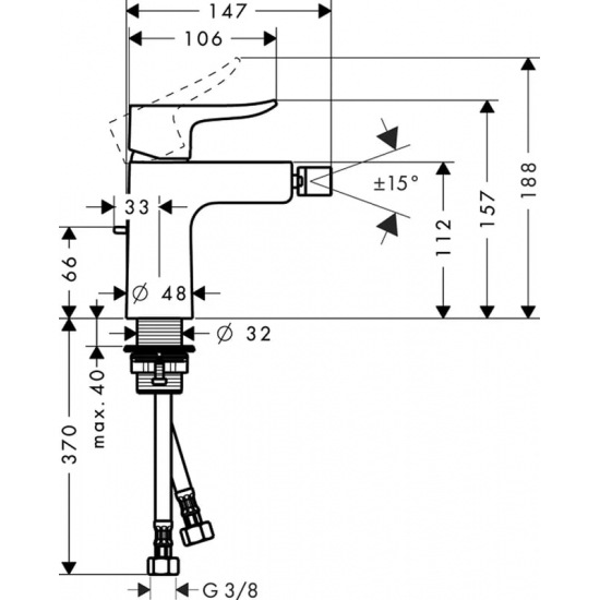 Смеситель для биде HANSGROHE Metris 31280000 хром