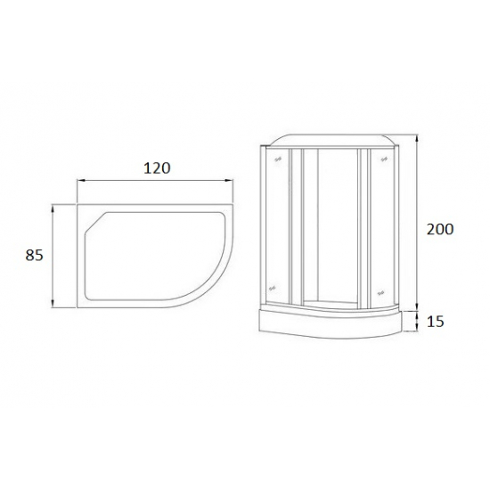 Душевая кабина LORANTO CS-007-3L DM 120x85x215