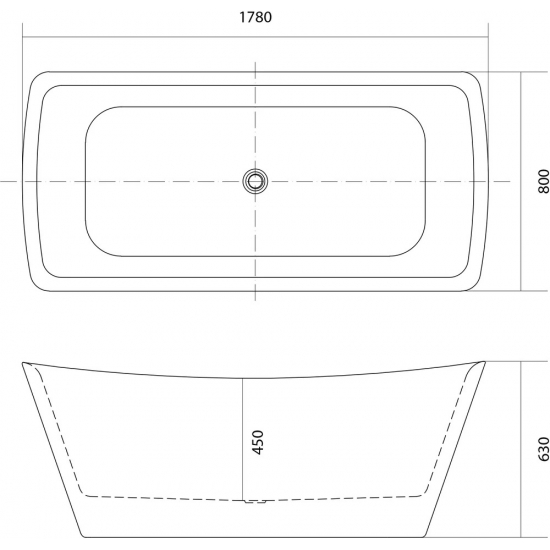 Акриловая ванна АКВАТЕК Верса AQ-4880 180x80 см, отдельностоящая, с ножками, со сливом-переливом