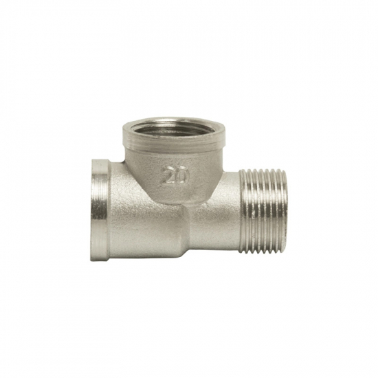 Тройник резьбовой VRT 3/4" x 3/4" x 3/4" вн.-вн.-нар. 20 мм, никель