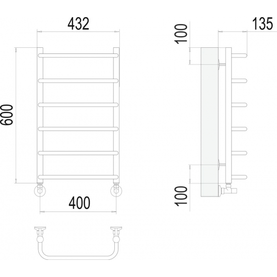 Полотенцесушитель водяной TERMINUS Стандарт П6 400x600