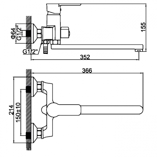 Смеситель для ванны LEDEME H46 L2246 хром