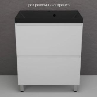 Тумба с раковиной STYLE LINE Манхэттен 70 Plus белый, раковина Asti 70 антрацит