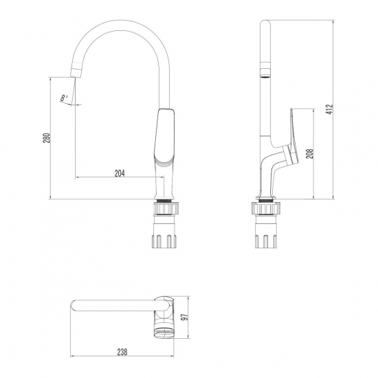 Смеситель для кухни LEMARK Bronx LM3705BL чёрный