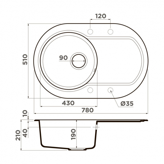 Мойка для кухни OMOIKIRI Manmaru 78 чаша+крыло 780х510 мм, leningrad grey