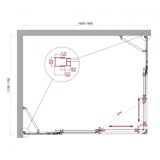 Душевой уголок BelBagno LUCE-AH-22-145/115-C-Cr стекло прозрачное, профиль хром