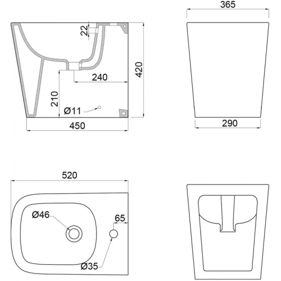 Биде напольное BELBAGNO Albano BB120B