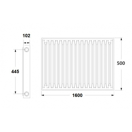 Радиатор панельный стальной BERGERR тип 22 500/1600 3805 Вт