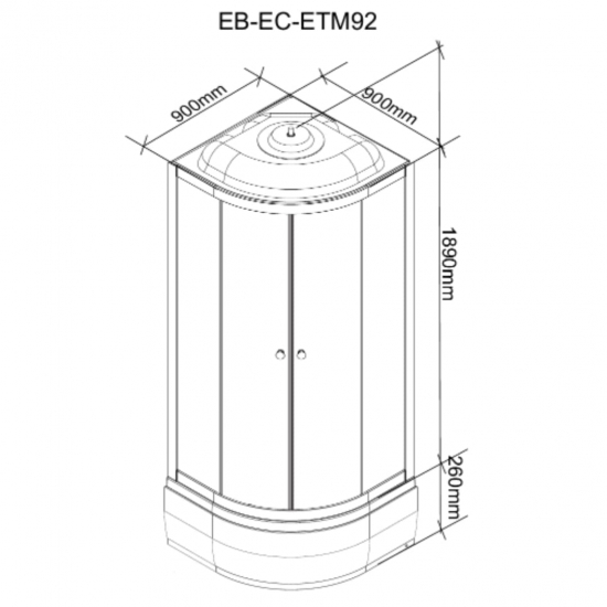 Душевая кабина PARLY Classic Эконом ECM921NR 90x90x200 с поддоном 26 см, без крыши