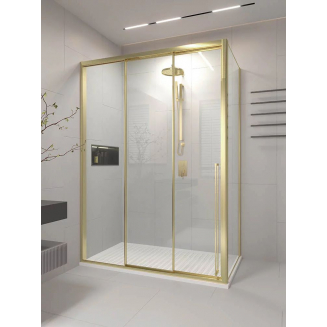 Душевой уголок VECONI Premium Prato 300 SP G-L 160x90 левый, стекло прозрачное, профиль золотой