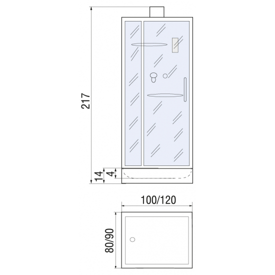 Душевая кабина RIVER Tana 100/80/14 без крыши