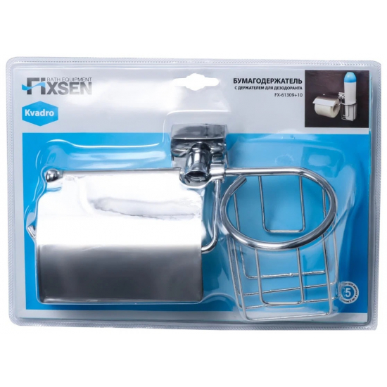Держатель туалетной бумаги FIXSEN Kvadro FX-61309+10 с держателем для освежителя