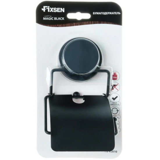 Держатель туалетной бумаги FIXSEN Magic Black FX-45010 с крышкой