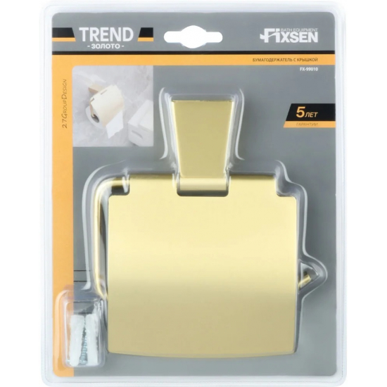 Держатель туалетной бумаги FIXSEN Trend Gold FX-99010 с крышкой