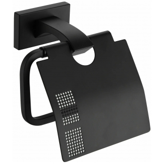 Держатель туалетной бумаги G0703-6 с крышкой черный