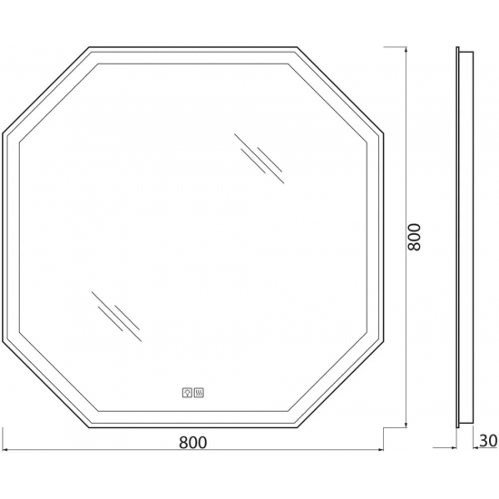 Зеркало BELBAGNO SPC-OTT-800-800-LED-TCH-WARM с подсветкой и подогревом, сенсорным выключателем
