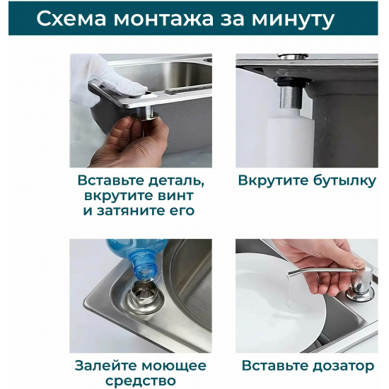 Дозатор для кухонной мойки ALVEUS Classic 1065463 нержавеющая сталь, 0,5 л