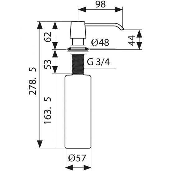 Дозатор для кухонной мойки KAISER KH-3012 Black Pearl 350ml