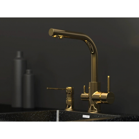 Дозатор для кухонной мойки PAULMARK Kraft D003-G, золото