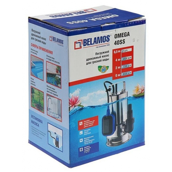 Дренажный насос BELAMOS OMEGA 40 SS напор 6.5м,142 л/м, кабель 10 м