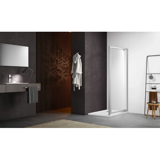 Душевая дверь в нишу АКВАТЕК AQ ARI PI 08020CH стекло прозрачное, профиль хром