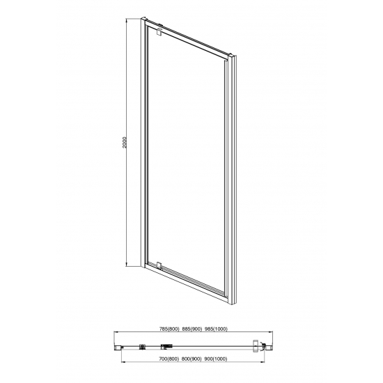 Душевая дверь в нишу АКВАТЕК AQ ARI PI 09020CH стекло прозрачное, профиль хром