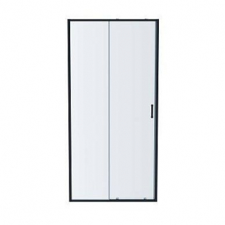 Душевая дверь в нишу АКВАТЕК AQ ARI RA 10020BL стекло прозрачное, профиль чёрный