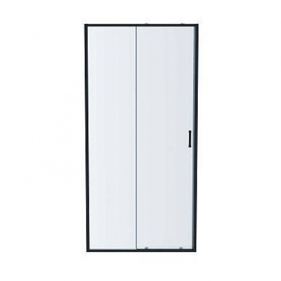 Душевая дверь в нишу АКВАТЕК AQ ARI RA 12020BL стекло прозрачное, профиль чёрный