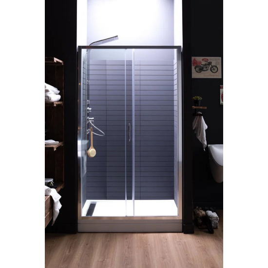 Душевая дверь в нишу AQUANET Alfa NAA6121 120x200 стекло прозрачное, профиль хром