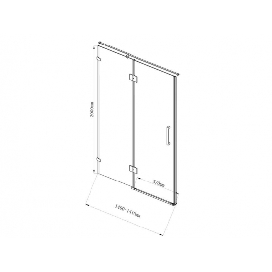 Душевая дверь в нишу AQUANET Beta NWD6221 140x200 L левая стекло прозрачное, профиль хром